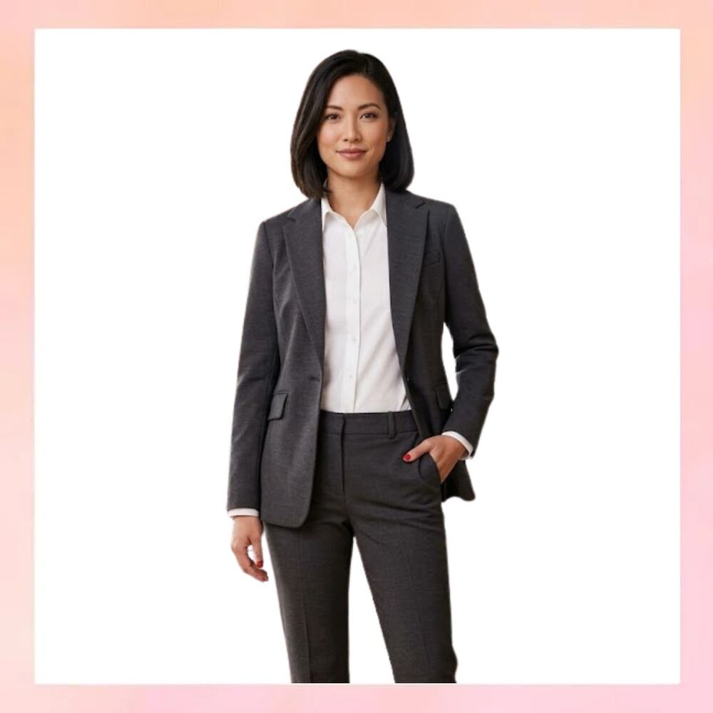 H&M Charcoal Grey Textured Fitted Blazer - Size Small